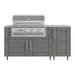 WeatherStrong 68 inch Horizon outdoor kitchen island Sanibel Dark Ash front view with Jupiter 32 inch grill