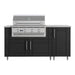 WeatherStrong 68 inch Horizon outdoor kitchen island Sanibel Pitch Black front view with Jupiter 32 inch grill