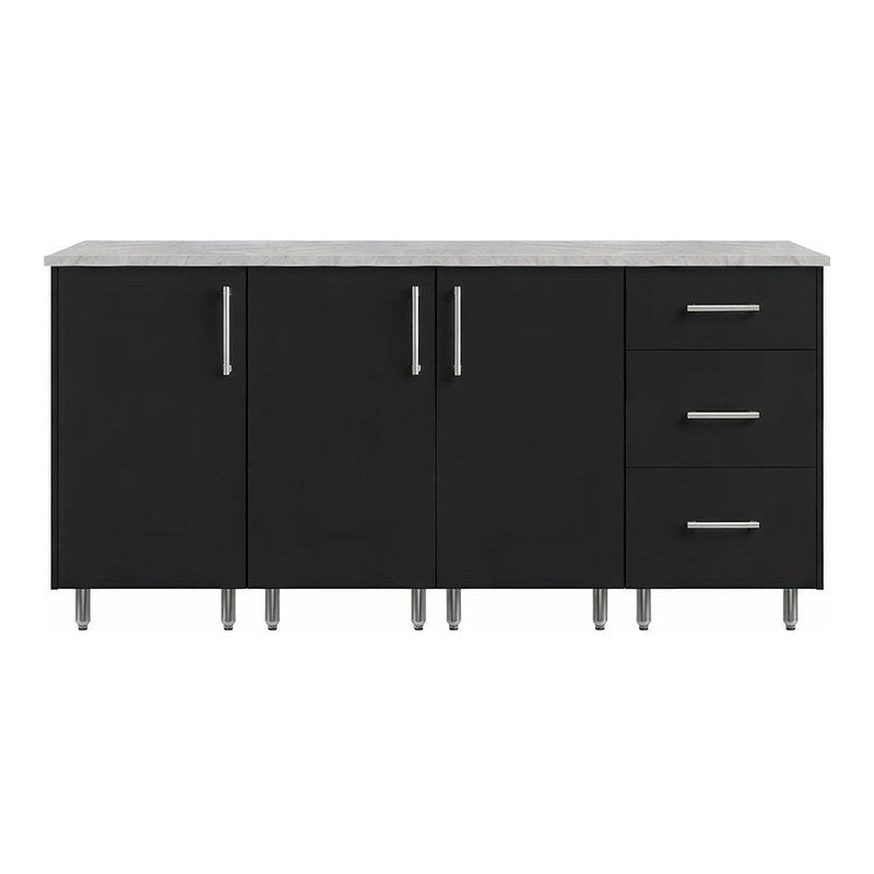 WeatherStrong 74 inch Lagoon outdoor kitchen island Miami Pitch Black front view