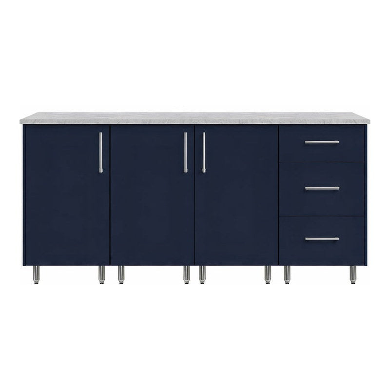 WeatherStrong 74 inch Lagoon outdoor kitchen island Miami Sapphire Blue front view