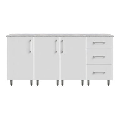 WeatherStrong 74 inch Lagoon outdoor kitchen island Miami Shell White front view