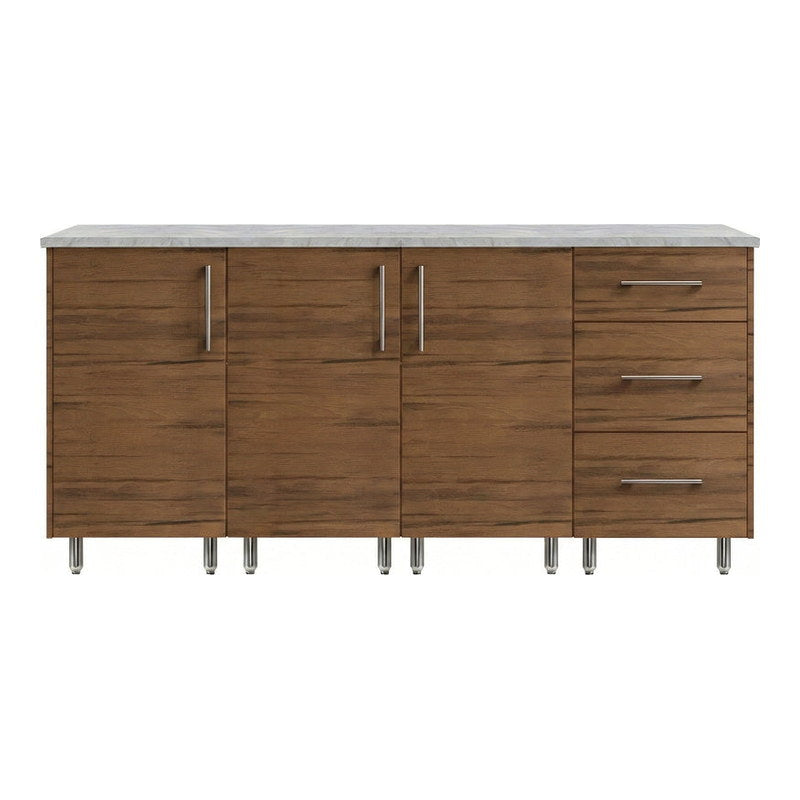 WeatherStrong 74 inch Lagoon outdoor kitchen island Miami Teak front view