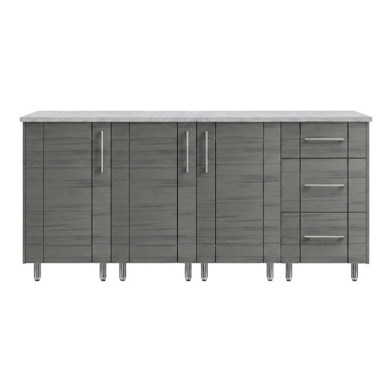 WeatherStrong 74 inch Lagoon outdoor kitchen island Sanibel Dark Ash front view