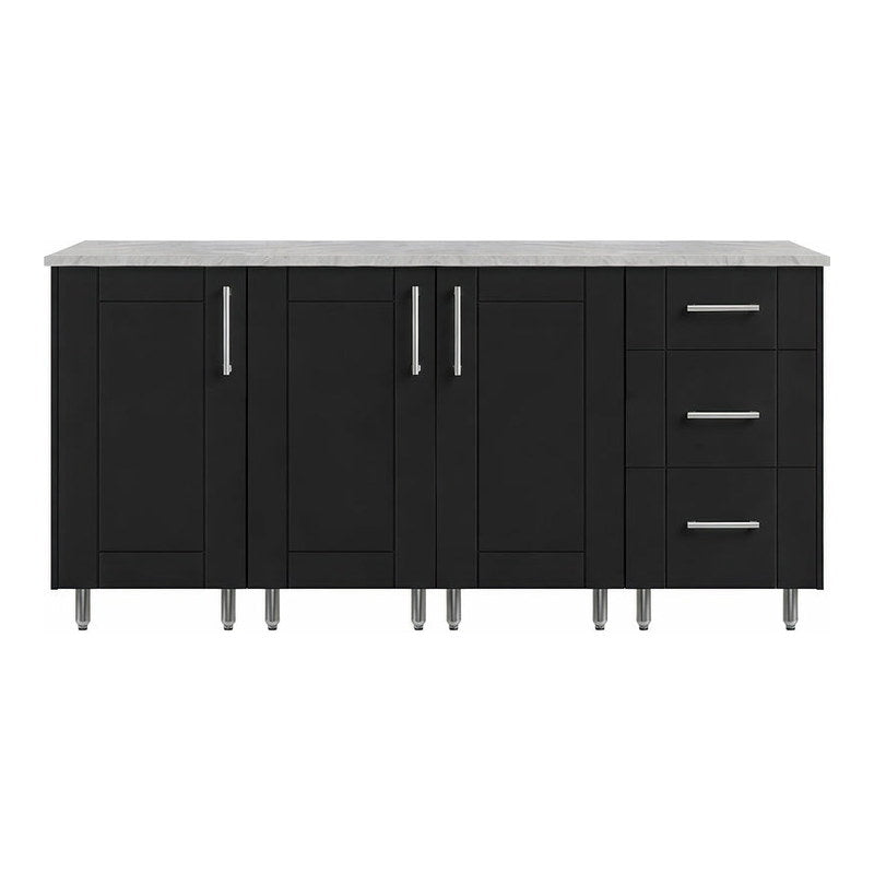 WeatherStrong 74 inch Lagoon outdoor kitchen island Sanibel Pitch Black front view