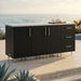 WeatherStrong 74 inch Lagoon outdoor kitchen island Sanibel Pitch Black on a coastal patio