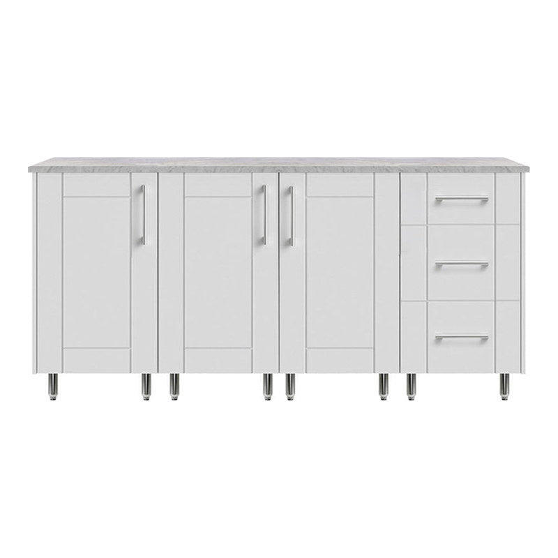 WeatherStrong 74 inch Lagoon outdoor kitchen island Sanibel Shell White front view
