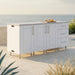 WeatherStrong 74 inch Lagoon outdoor kitchen island Sanibel Shell White on a coastal patio