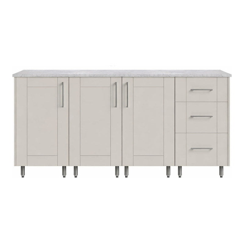 WeatherStrong 74 inch Lagoon outdoor kitchen island Sanibel Shoreline Gray front view