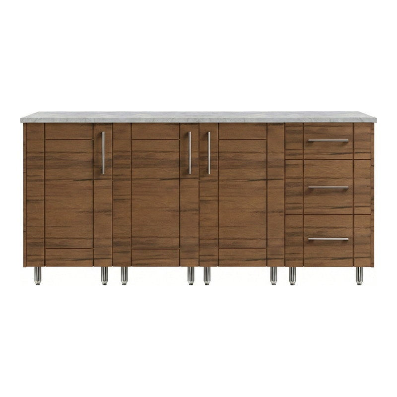 WeatherStrong 74 inch Lagoon outdoor kitchen island Sanibel Teak front view