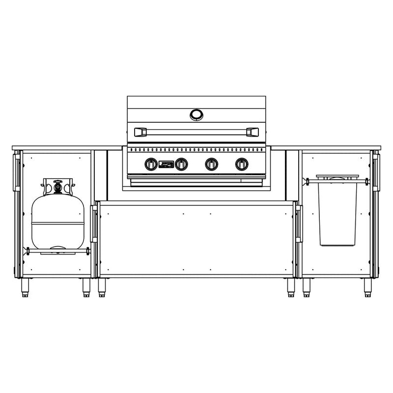 WeatherStrong 86 inch Sandbar island interior layout with propane cabinet and trash bin