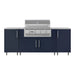 WeatherStrong 86 inch Sandbar outdoor kitchen island Miami Sapphire Blue front view with Jupiter grill