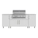 WeatherStrong 86 inch Sandbar outdoor kitchen island Miami Shell White front view with Jupiter grill