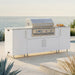 WeatherStrong 86 inch Sandbar outdoor kitchen island Miami Shell White on a coastal patio