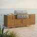 WeatherStrong 86 inch Sandbar outdoor kitchen island Miami Teak on a coastal patio