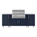 WeatherStrong 86 inch Sandbar outdoor kitchen island Sanibel Sapphire Blue front view with Jupiter grill