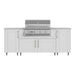 WeatherStrong 86 inch Sandbar outdoor kitchen island Sanibel Shell White front view with Jupiter grill