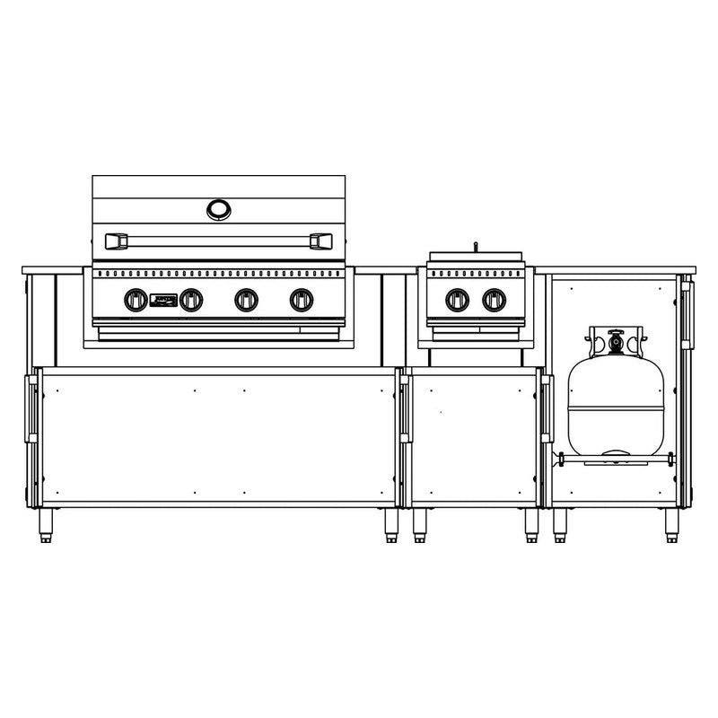 WeatherStrong 86 inch Sandbar side burner island interior layout with propane cabinet