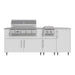 WeatherStrong 86 inch Sandbar outdoor kitchen island with side burner Miami Shell White front view