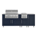 WeatherStrong 86 inch Sandbar outdoor kitchen island with side burner Sanibel Sapphire Blue front view