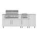 WeatherStrong 86 inch Sandbar outdoor kitchen island with side burner Sanibel Shell White front view