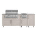 WeatherStrong 86 inch Sandbar outdoor kitchen island with side burner Sanibel Shoreline Gray front view
