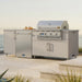 WeatherStrong 90 inch Bayside outdoor kitchen island Miami Shoreline Gray on a coastal patio
