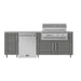 WeatherStrong 90 inch Bayside outdoor kitchen island Sanibel Dark Ash front view with Jupiter grill and refrigerator