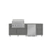 WeatherStrong Bimini 7 1/2 Ft outdoor kitchen island in Dark Ash with Blaze LTE+ grill and refrigerator