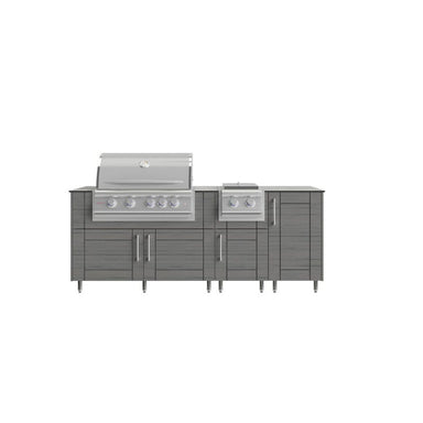 WeatherStrong Abaco 7 Ft outdoor kitchen island in Dark Ash with Blaze LTE+ grill and double side burner