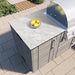 WeatherStrong Glacier Frost countertop edge detail on Dark Ash outdoor kitchen island