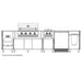 WeatherStrong Nassau outdoor kitchen island line drawing with Blaze grill, refrigerator and propane tank storage