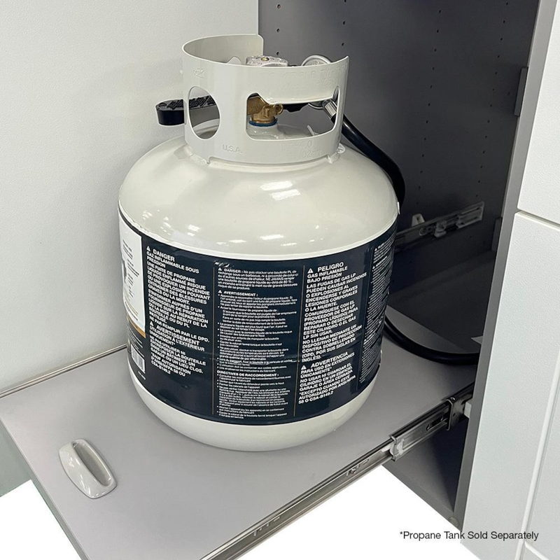 WeatherStrong outdoor kitchen pull-out propane tank storage drawer