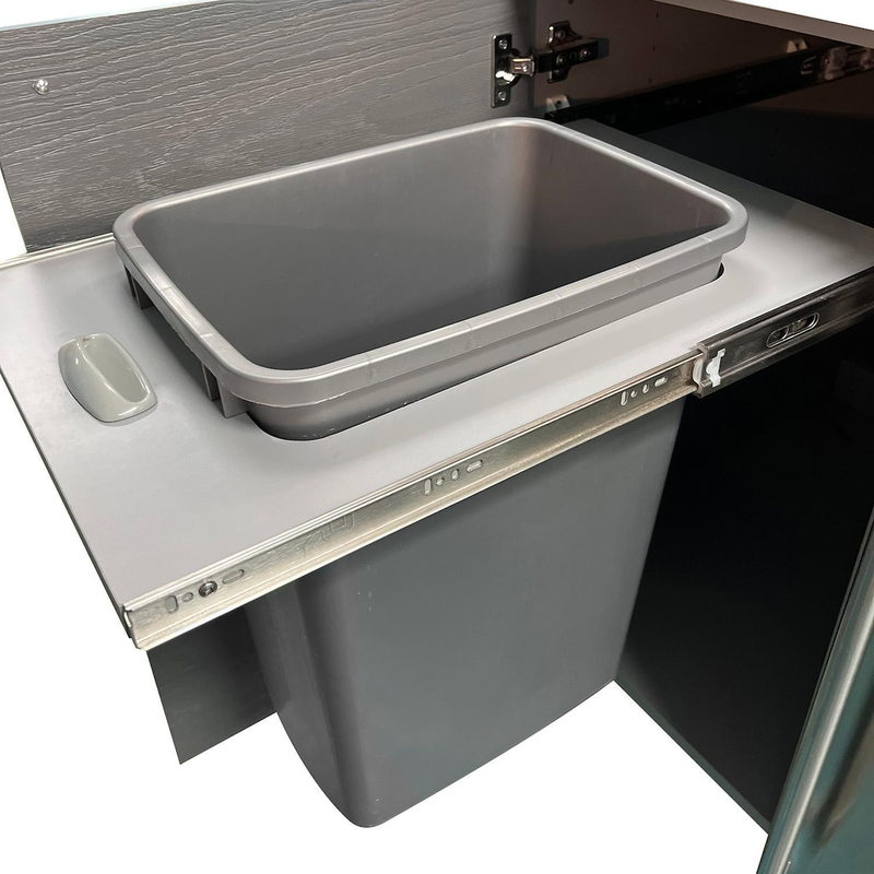WeatherStrong outdoor kitchen pull-out stainless steel trash bin cabinet