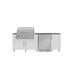 WeatherStrong Bimini 7 1/2 Ft outdoor kitchen island in Shell White with Blaze LTE+ 32-inch grill and refrigerator