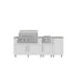 WeatherStrong Abaco Shell White outdoor kitchen island three-cabinet run with Blaze grill and side burner