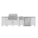 WeatherStrong Nassau 10 1/2 Ft outdoor kitchen island in Shell White with Blaze LTE+ grill, double side burner and refrigerator