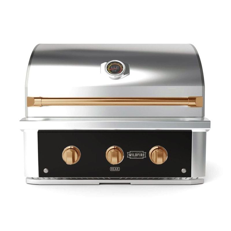 Wildfire Ranch Pro 30 Inch Black 304 Stainless Steel Freestanding Gas Grill - Brushed Bronze Accents