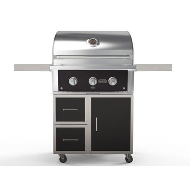 Wildfire Ranch Pro 30 Inch Black 304 Stainless Steel Freestanding Gas Grill - Brushed Stainless Accents | Freestanding Black Cart Front 2