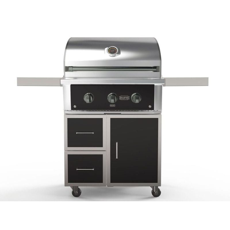 Wildfire Ranch Pro 30 Inch Black 304 Stainless Steel Freestanding Gas Grill - Brushed Stainless Accents | Front View