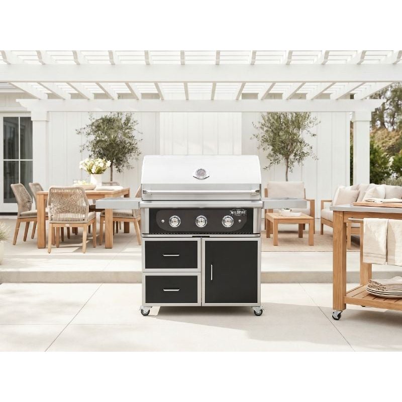 Wildfire Ranch Pro 30 Inch Black 304 Stainless Steel Freestanding Gas Grill - Brushed Stainless Accents | Freestanding Lifestyle Outdoor Kitchen