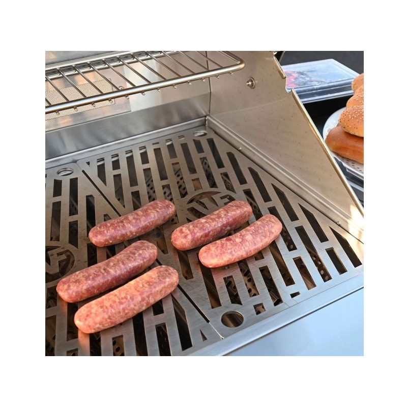 Wildfire Ranch Pro 30 Inch Black 304 Stainless Steel Freestanding Gas Grill - Brushed Stainless Accents | Grilling Sausages