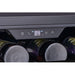 Zephyr Presrv outdoor beverage cooler capacitive touch control panel reading 34 degrees Fahrenheit above chilled cans.