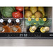 Zephyr Presrv dual drawer refrigerator stocked with produce and bottles, dual zone display shown in white.