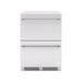 Zephyr Presrv 24-inch outdoor rated dual drawer refrigerator in stainless steel, front view with both drawers closed.