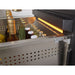 Close-up of the amber perimeter LED lighting along the drawer opening of the Zephyr Presrv dual drawer refrigerator.