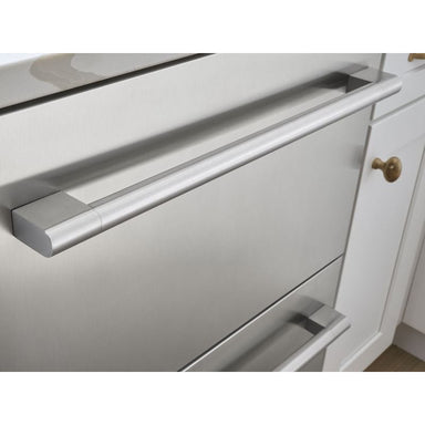Close-up of the Zephyr Presrv stainless steel pro bar handle, the squared profile supplied in the PRHAN-C001 handle kit.