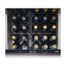 Zephyr Presrv dual drawer refrigerator loaded with wine bottles, control panel showing upper zone 50 and lower zone 33 degrees.