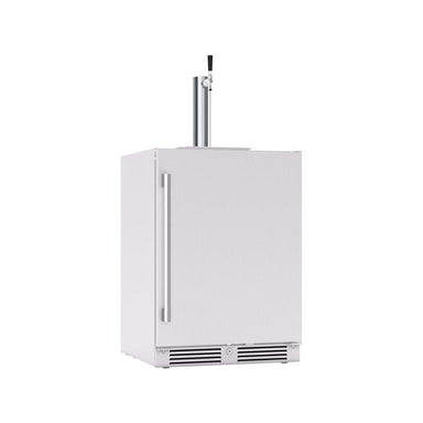 Zephyr Presrv 24-inch outdoor rated kegerator cabinet, angled front view showing the stainless door and ventilated kickplate.