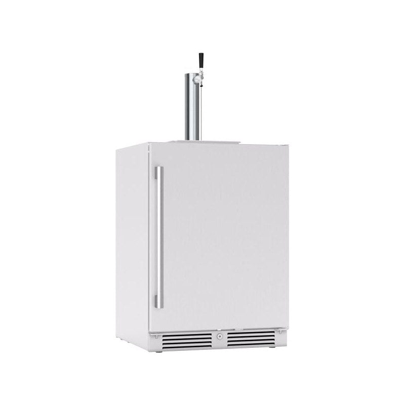 Zephyr Presrv 24-inch outdoor rated kegerator cabinet, angled front view showing the stainless door and ventilated kickplate.