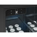 Zephyr Presrv outdoor kegerator capacitive touch control panel reading 32 degrees Fahrenheit above a shelf of chilled cans.